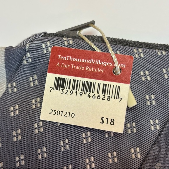 Ten Thousand Villages Handmade Patchwork Vintage Ties Soft Edges Purse Gray NEW - Picture 8 of 12